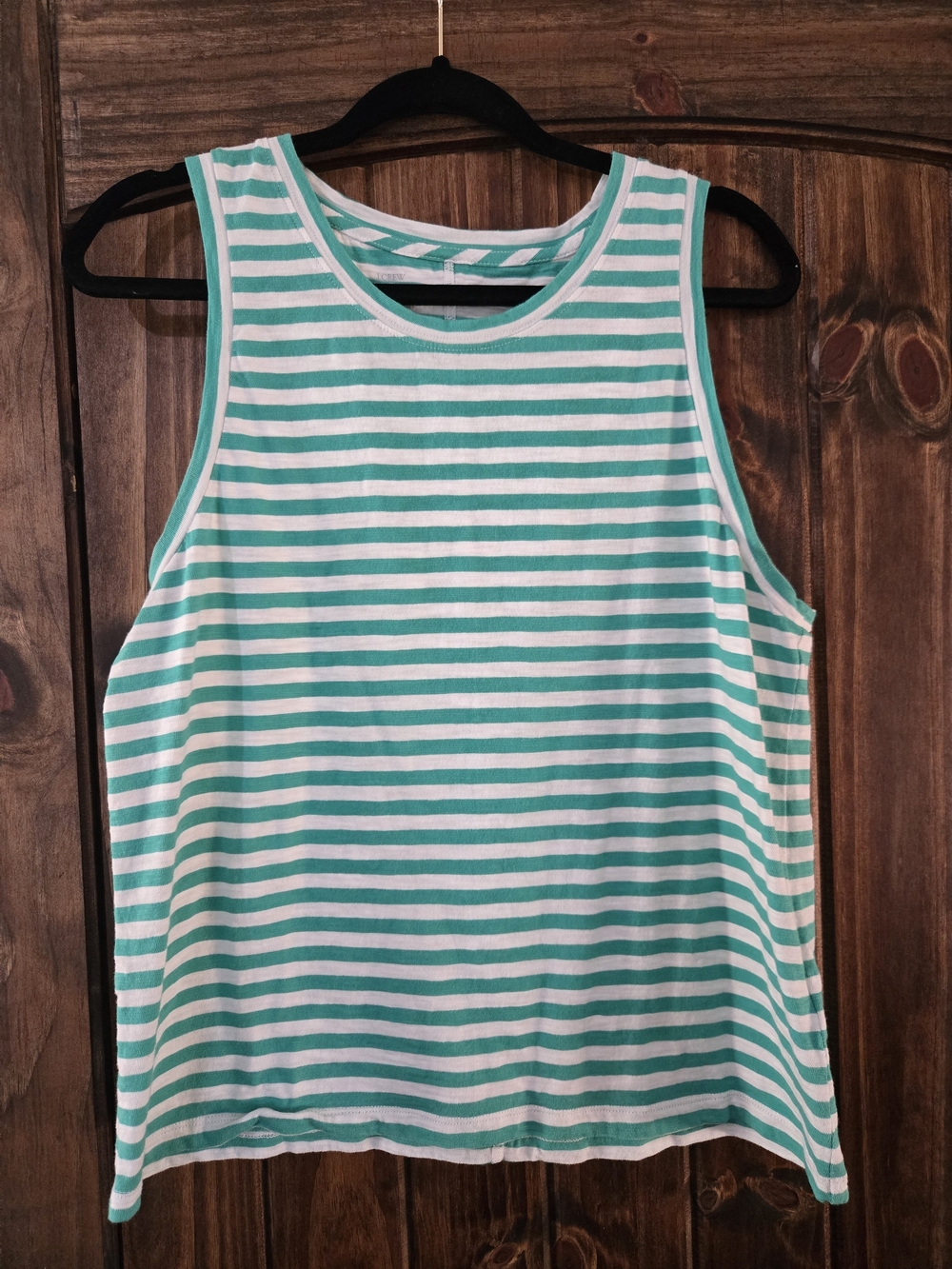 J. Crew Mint Green and White Striped Tank Top
